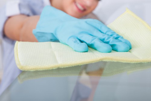 Office cleaning team maintaining a Watford workplace reception area